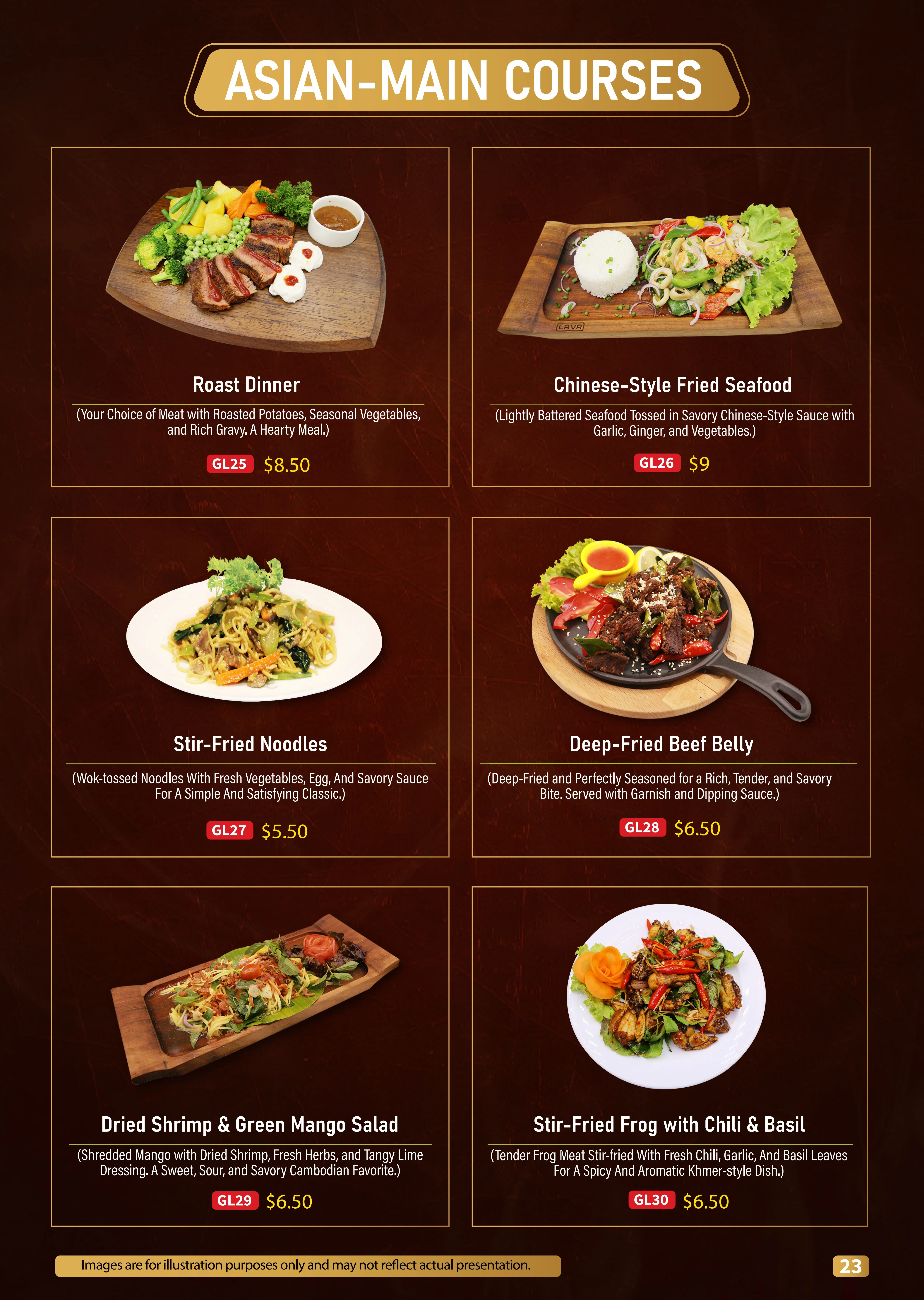 Asian Main Courses Menu 4